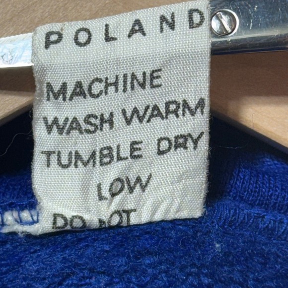 Vintage Blue Acrylic Full Zip Hoodie Jacket Athletic Chevron Stripe Mens Medium - Picture 5 of 6